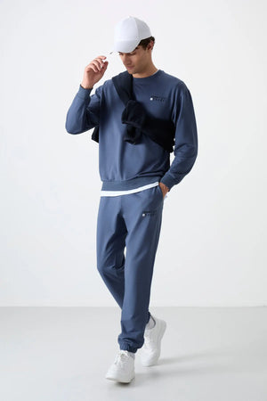 casual o yaka lastik paça erkek oversize eşofman takimi - 85120 - Justyol