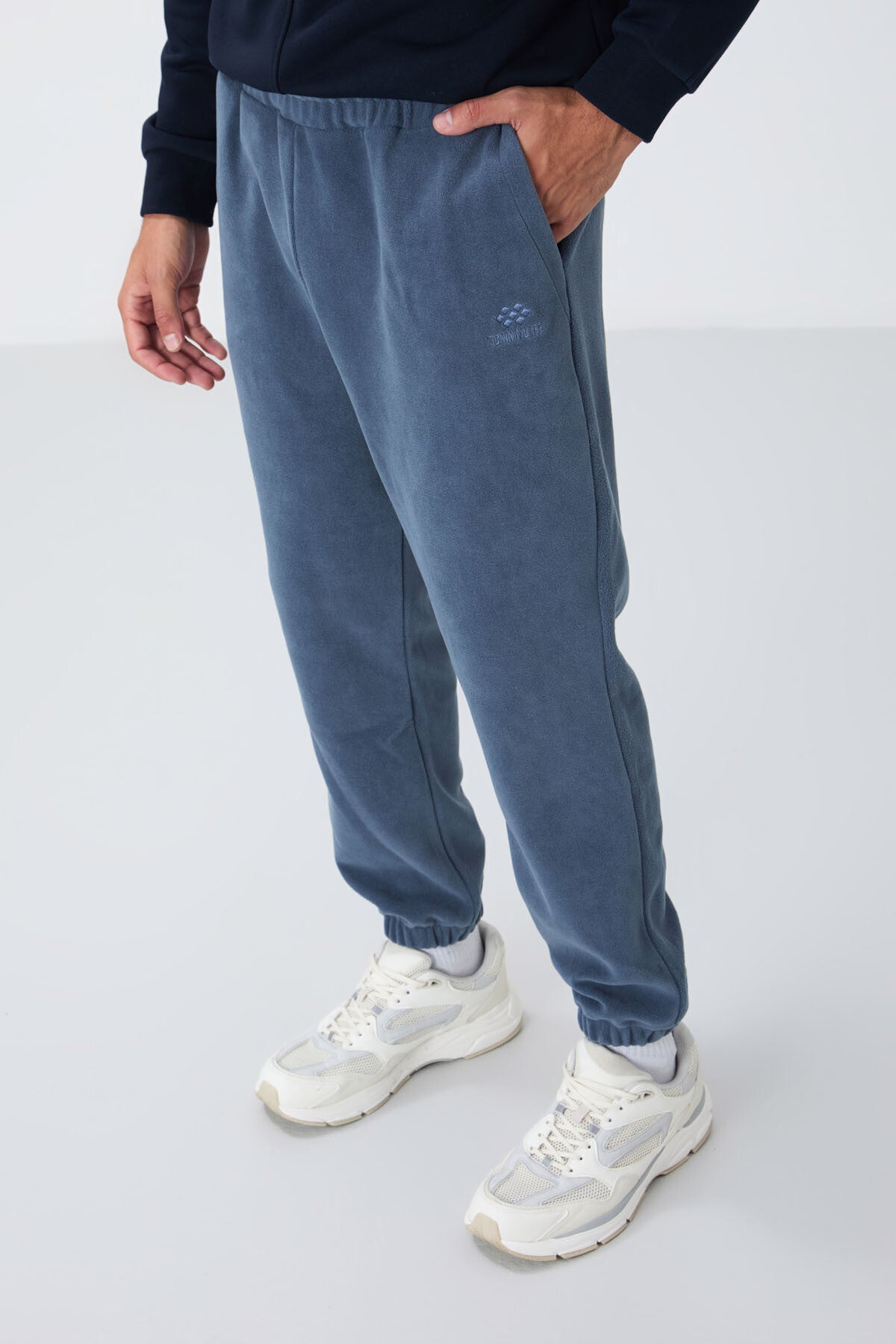gizli fermuarli rahat form jogger polar erkek eşofman alt - 84866 - Justyol