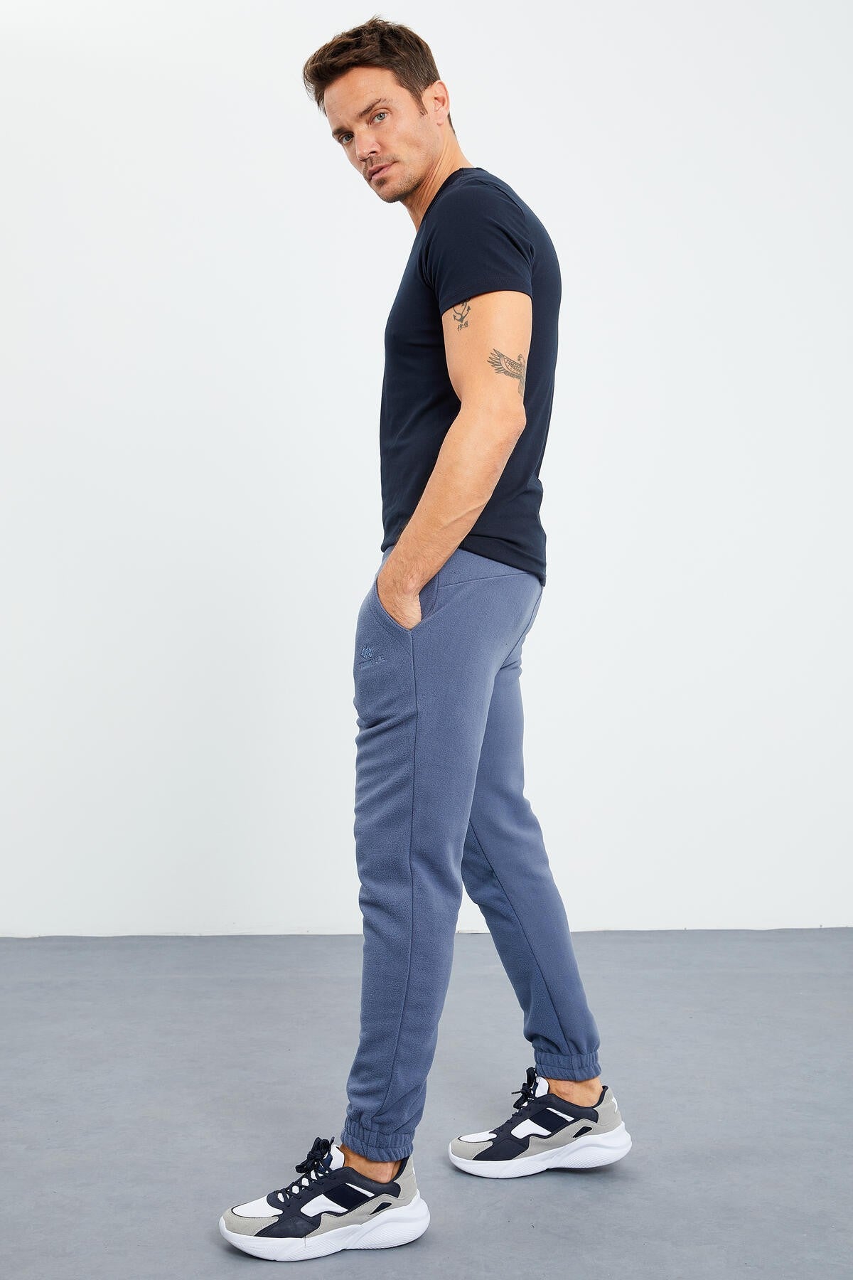 gizli fermuarli rahat form jogger polar erkek eşofman alt - 84866 - Justyol