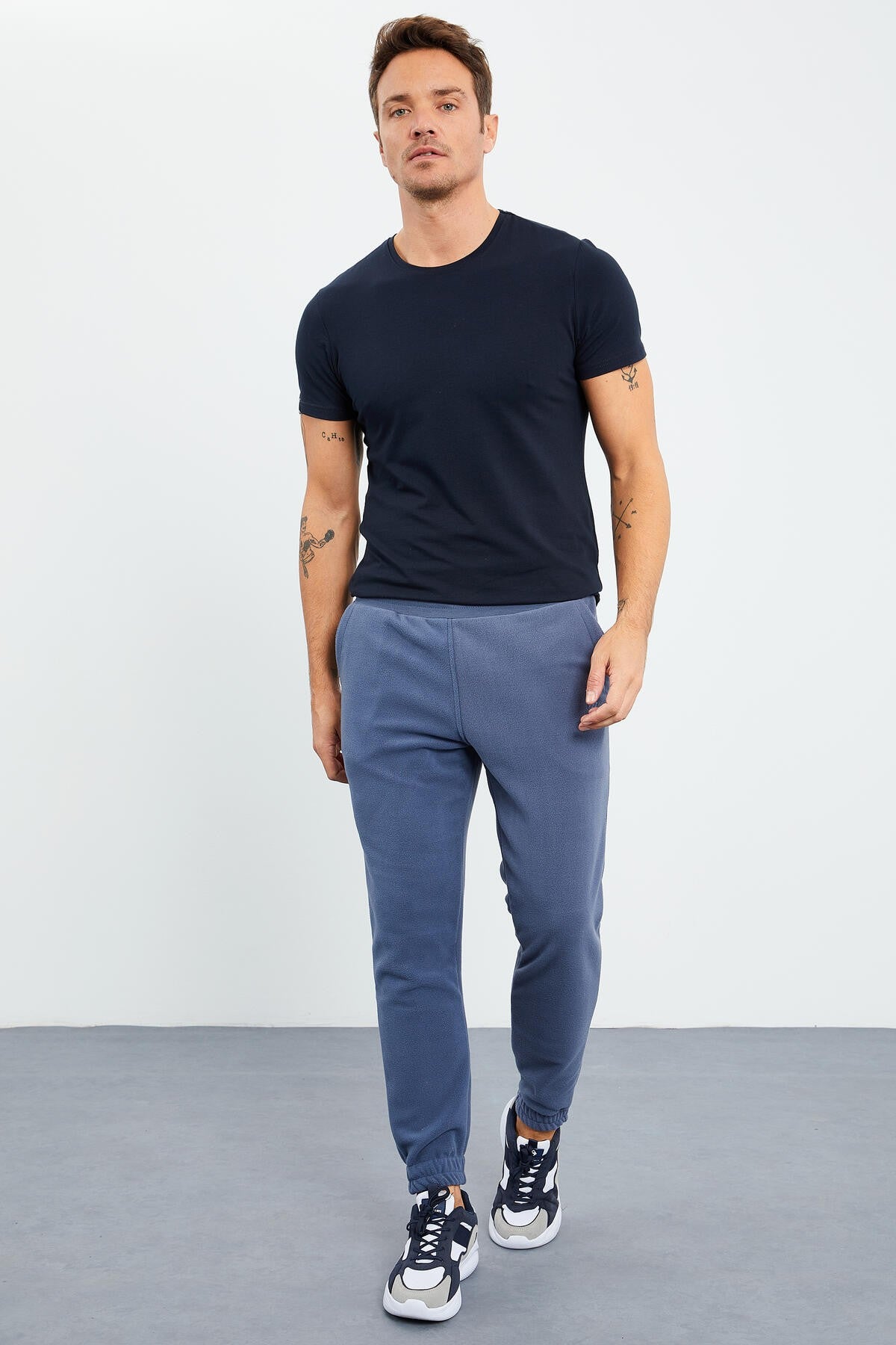 gizli fermuarli rahat form jogger polar erkek eşofman alt - 84866 - Justyol