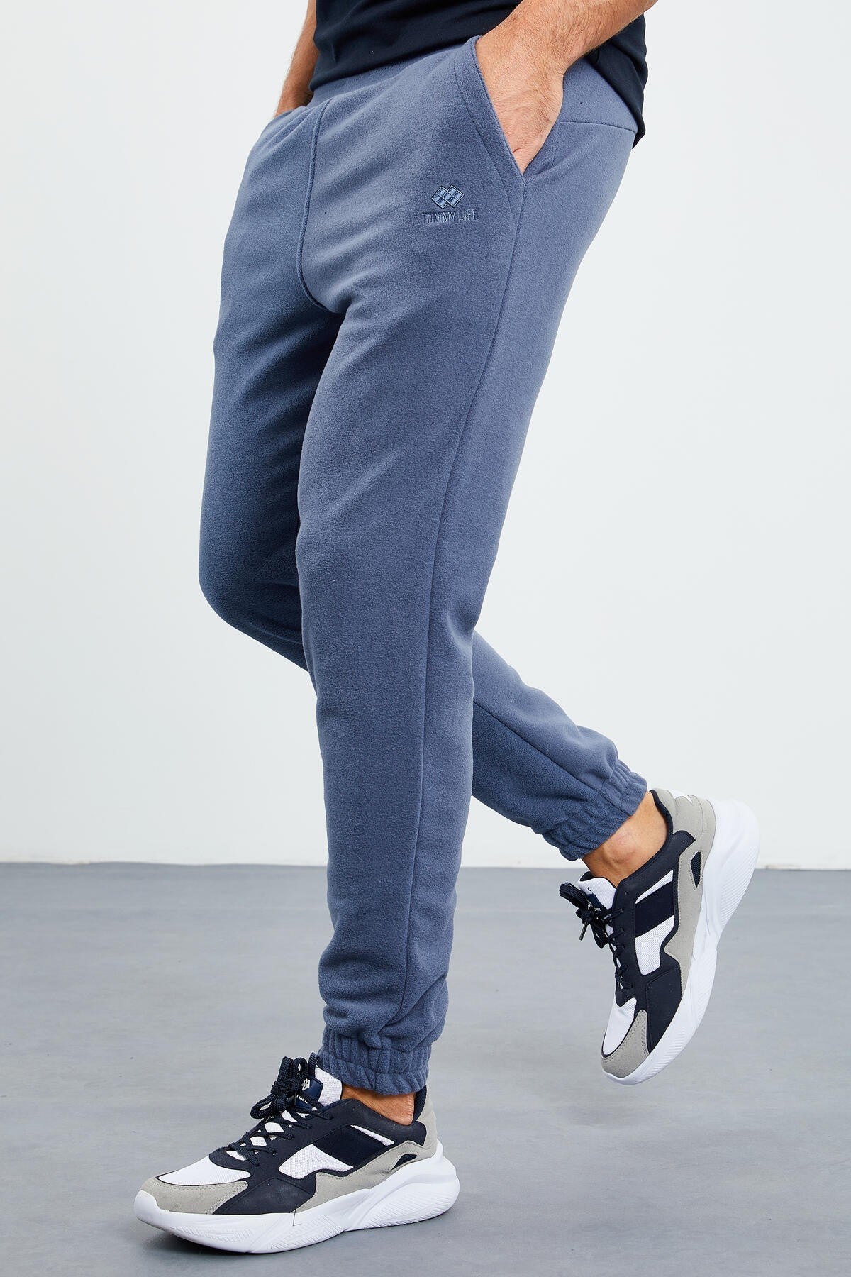 gizli fermuarli rahat form jogger polar erkek eşofman alt - 84866 - Justyol