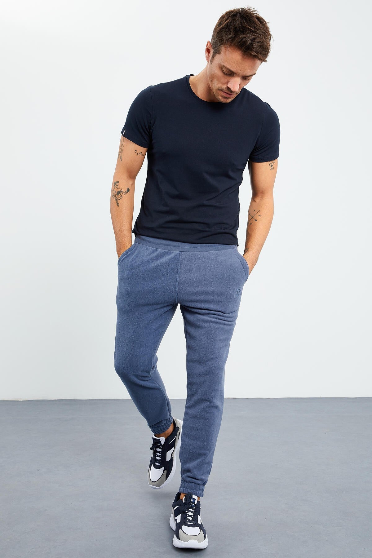 gizli fermuarli rahat form jogger polar erkek eşofman alt - 84866 - Justyol