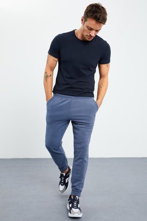 gizli fermuarli rahat form jogger polar erkek eşofman alt - 84866 - Justyol