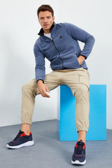 yazi nakişli dik yaka fermuarli standart kalip erkek sweatshirt polar - 87992 - Justyol