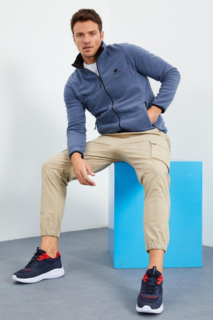 yazi nakişli dik yaka fermuarli standart kalip erkek sweatshirt polar - 87992 - Justyol
