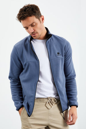 yazi nakişli dik yaka fermuarli standart kalip erkek sweatshirt polar - 87992 - Justyol
