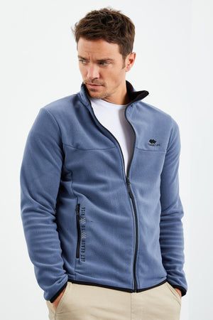 yazi nakişli dik yaka fermuarli standart kalip erkek sweatshirt polar - 87992 - Justyol
