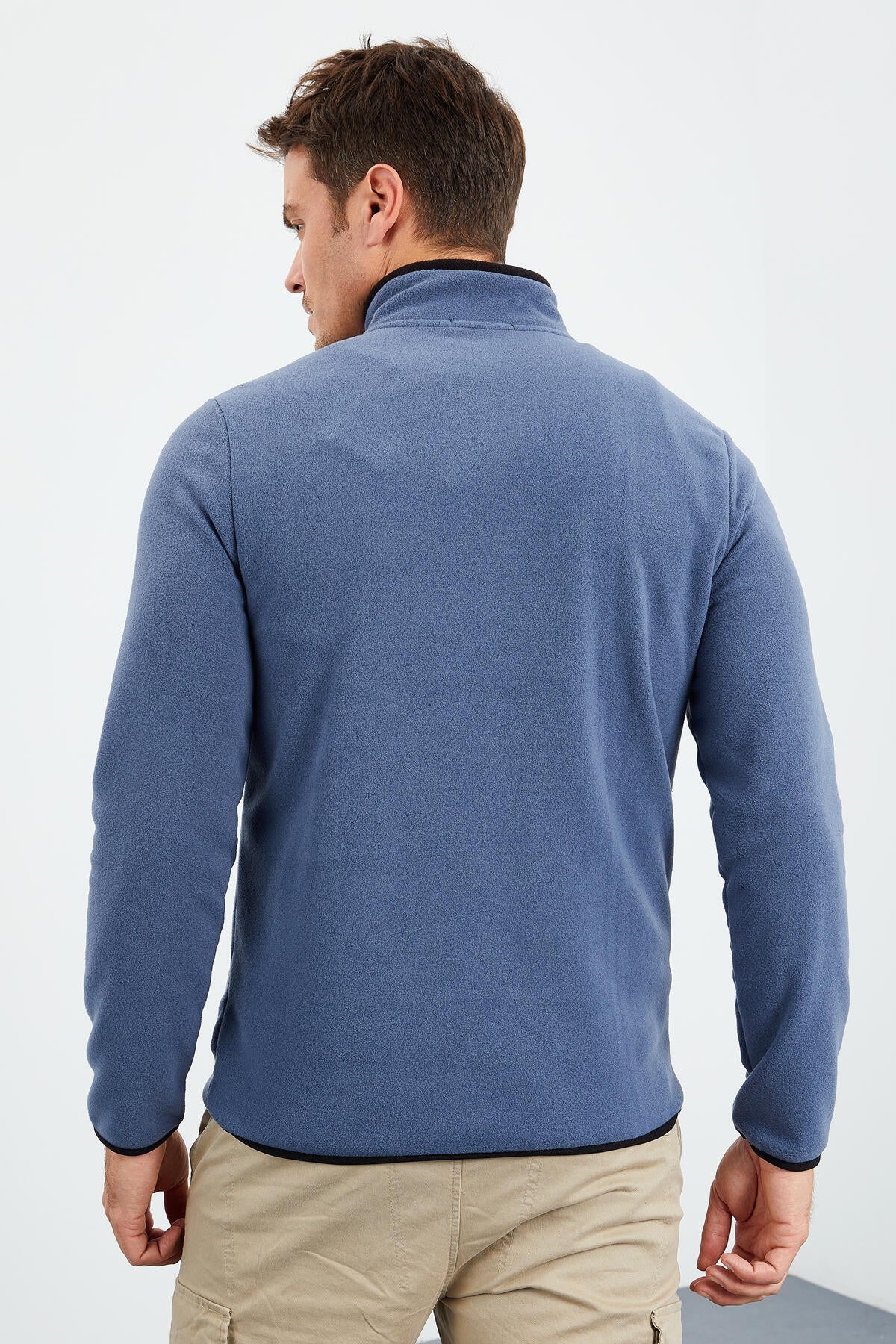yazi nakişli dik yaka fermuarli standart kalip erkek sweatshirt polar - 87992 - Justyol