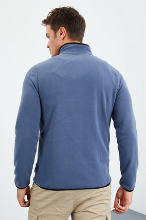 yazi nakişli dik yaka fermuarli standart kalip erkek sweatshirt polar - 87992 - Justyol