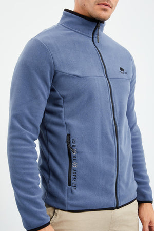 yazi nakişli dik yaka fermuarli standart kalip erkek sweatshirt polar - 87992 - Justyol