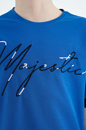 ön yazi nakişli o yaka oversize erkek çocuk t-shirt - 11147 - Justyol