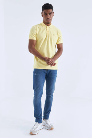 basic logolu standart kalip triko polo yaka erkek t-shirt - 87748 - Justyol