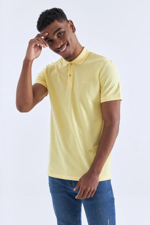 basic logolu standart kalip triko polo yaka erkek t-shirt - 87748 - Justyol