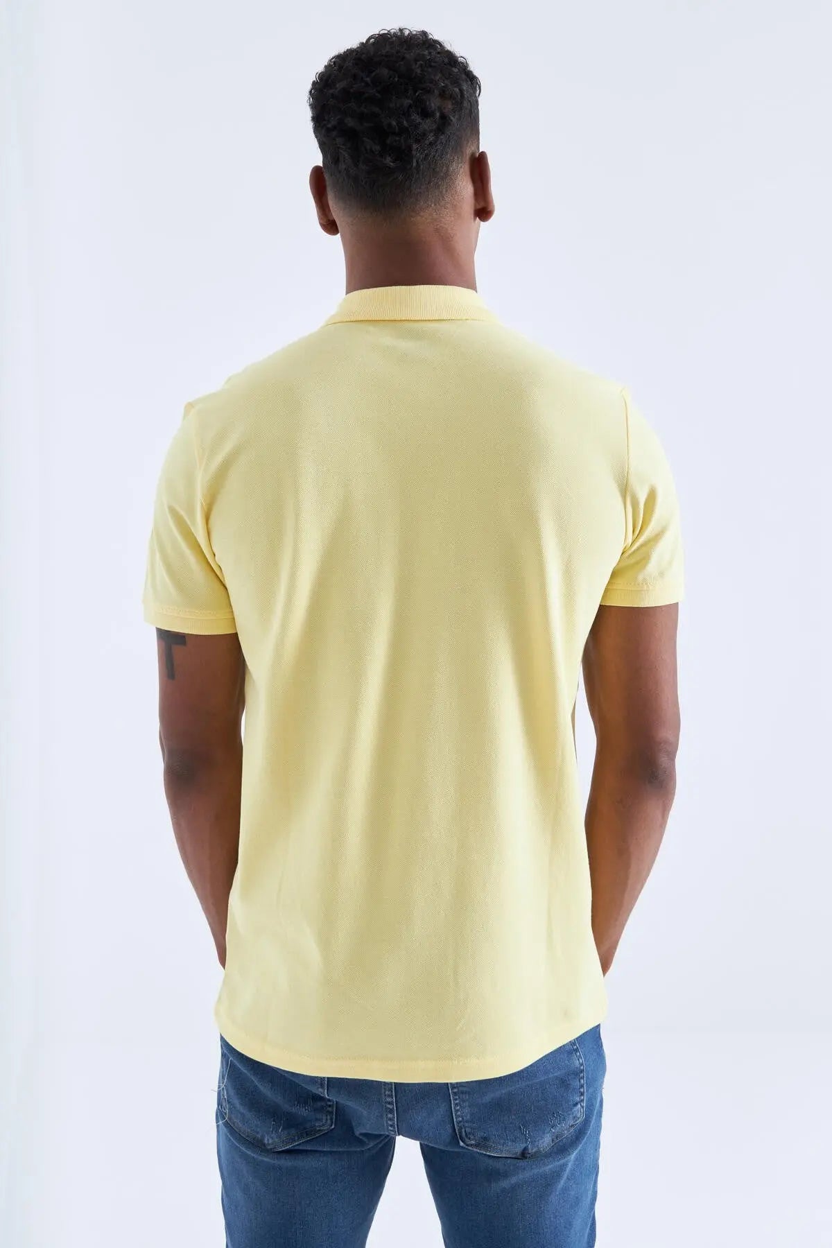 basic logolu standart kalip triko polo yaka erkek t-shirt - 87748 - Justyol