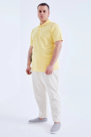 basic logolu standart kalip triko polo yaka erkek t-shirt - 87748 - Justyol