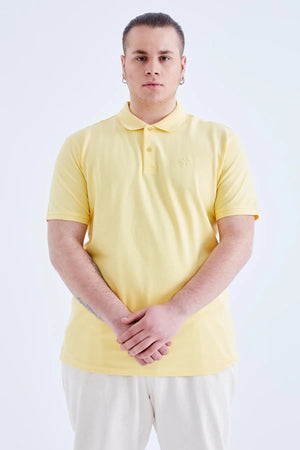 basic logolu standart kalip triko polo yaka erkek t-shirt - 87748 - Justyol