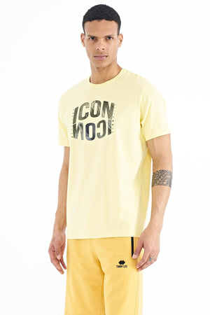 yazi baskili o yaka standart kalip erkek t-shirt - 88174 - Justyol
