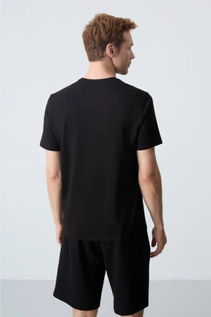 basic kisa kol standart kalip v yaka erkek t-shirt - 87912 - Justyol