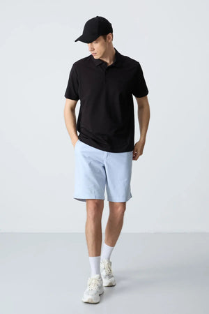 basic logolu standart kalip triko polo yaka erkek t-shirt - 87748 - Justyol