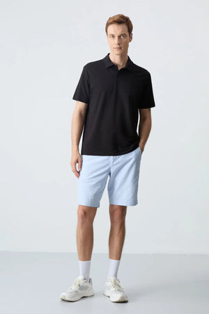 basic logolu standart kalip triko polo yaka erkek t-shirt - 87748 - Justyol