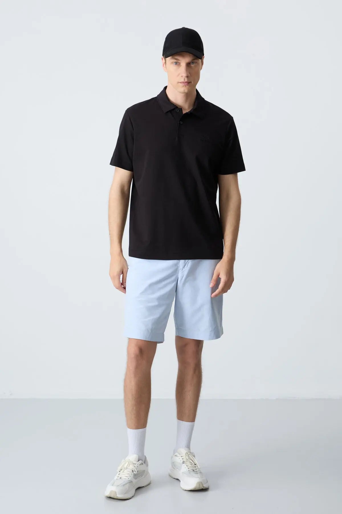 basic logolu standart kalip triko polo yaka erkek t-shirt - 87748 - Justyol