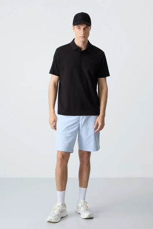 basic logolu standart kalip triko polo yaka erkek t-shirt - 87748 - Justyol