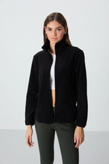 dik yaka fermuarli rahat form kadin polar sweatshirt - 97173 - Justyol