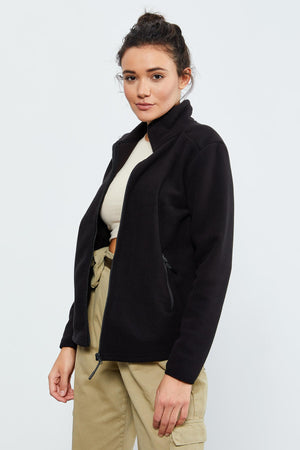dik yaka fermuarli rahat form kadin polar sweatshirt - 97173 - Justyol