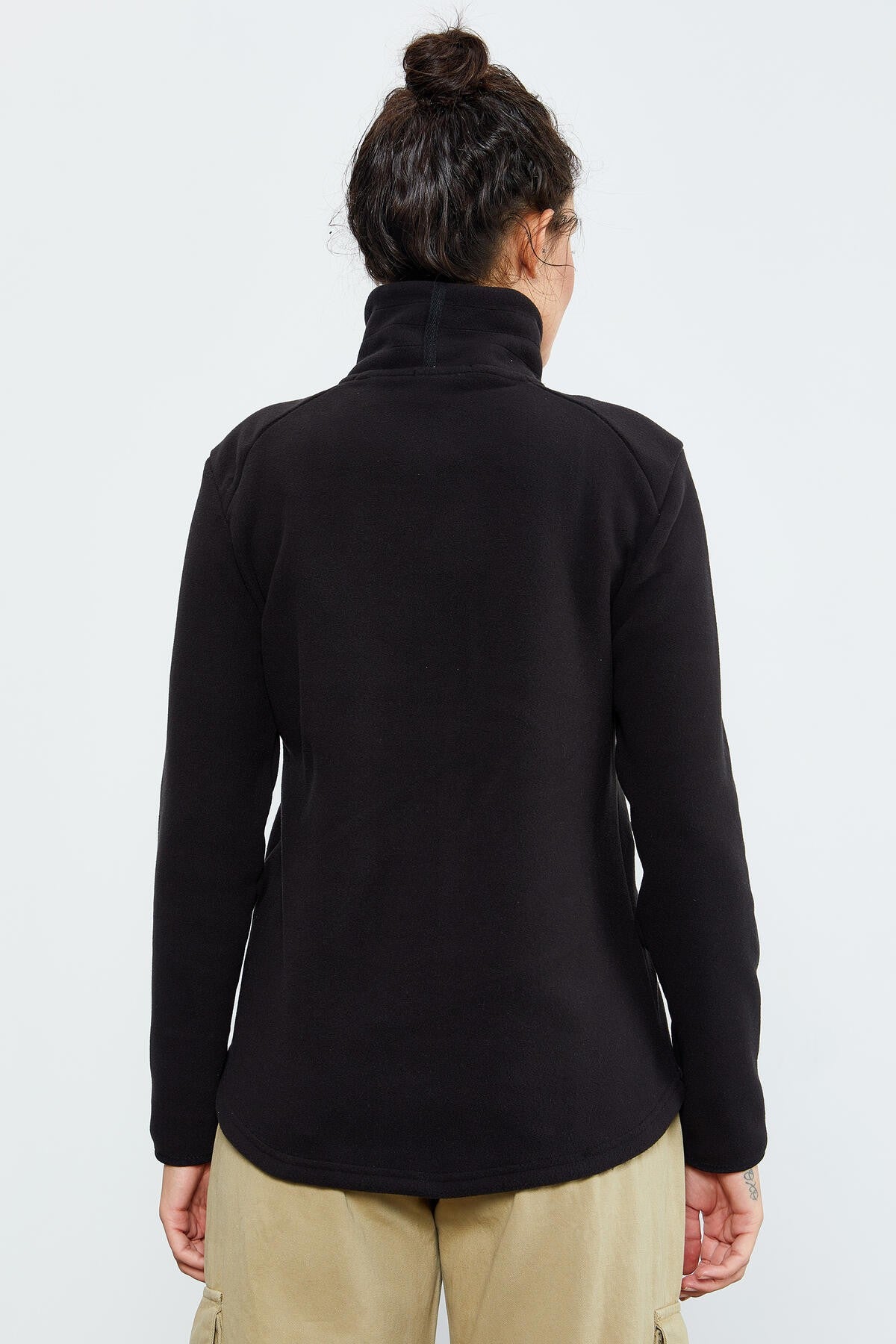 dik yaka fermuarli rahat form kadin polar sweatshirt - 97173 - Justyol
