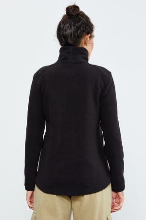 dik yaka fermuarli rahat form kadin polar sweatshirt - 97173 - Justyol