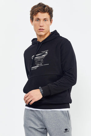 baskili kapüşonlu kanguru cep rahat form erkek sweatshirt - 88019 - Justyol