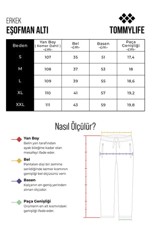 erkek fermuarli üç cepli standart kalip klasik paça eşofman alt - 84768 - Justyol