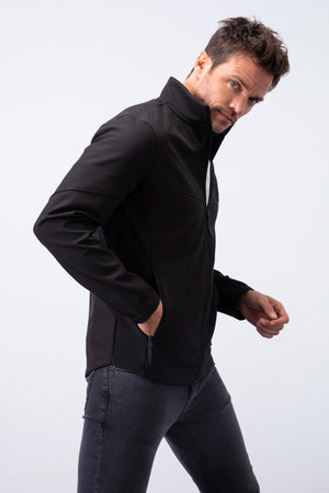 fermuarli dik yaka su ve rüzgar geçirmez softshell erkek mont - 88050 - Justyol