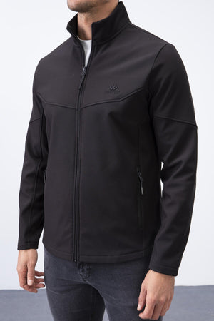 fermuarli dik yaka su ve rüzgar geçirmez softshell erkek mont - 88050 - Justyol