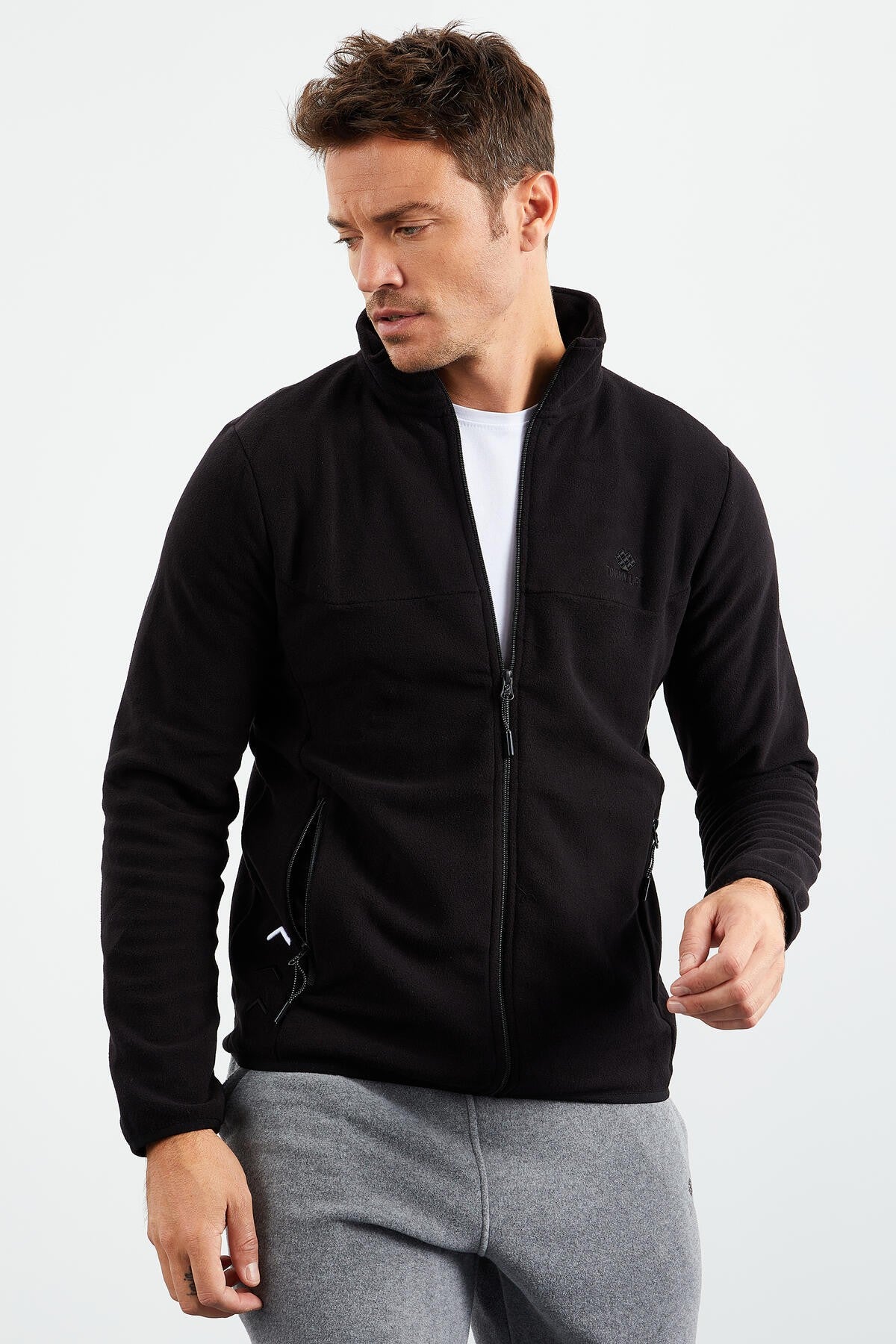 fermuarli sweatshirt slim fit dik yaka erkek polar - 87270 - Justyol