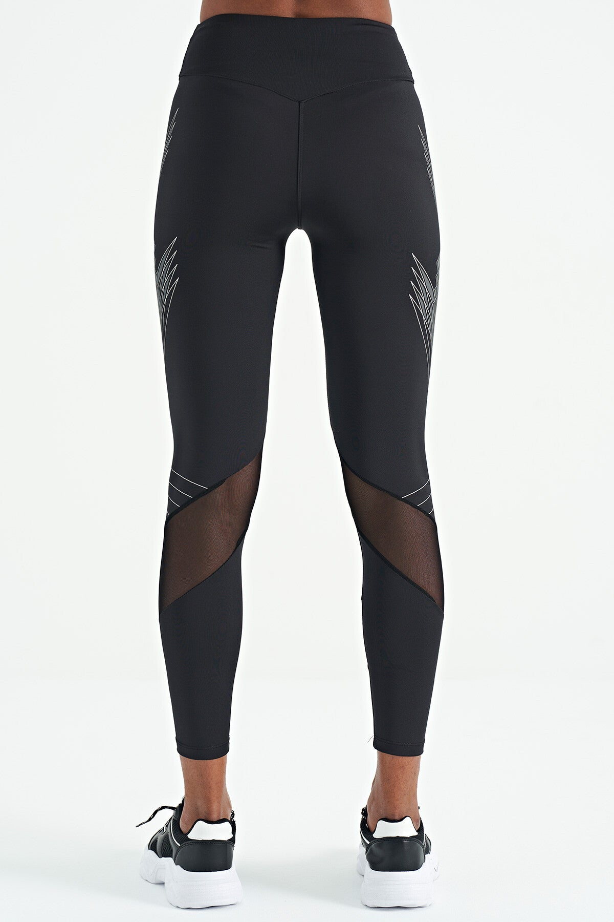 file detayli baskili yüksek bel slim fit kadin tayt - 94631 - Justyol