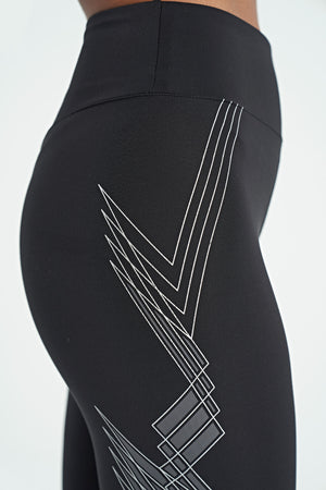 file detayli baskili yüksek bel slim fit kadin tayt - 94631 - Justyol