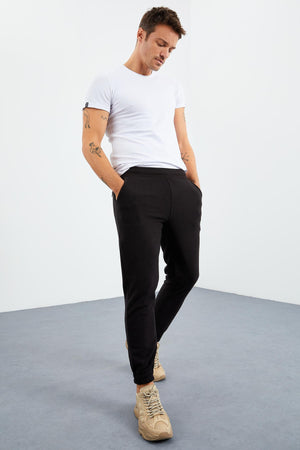 gizli fermuarli rahat form jogger polar erkek eşofman alt - 84866 - Justyol