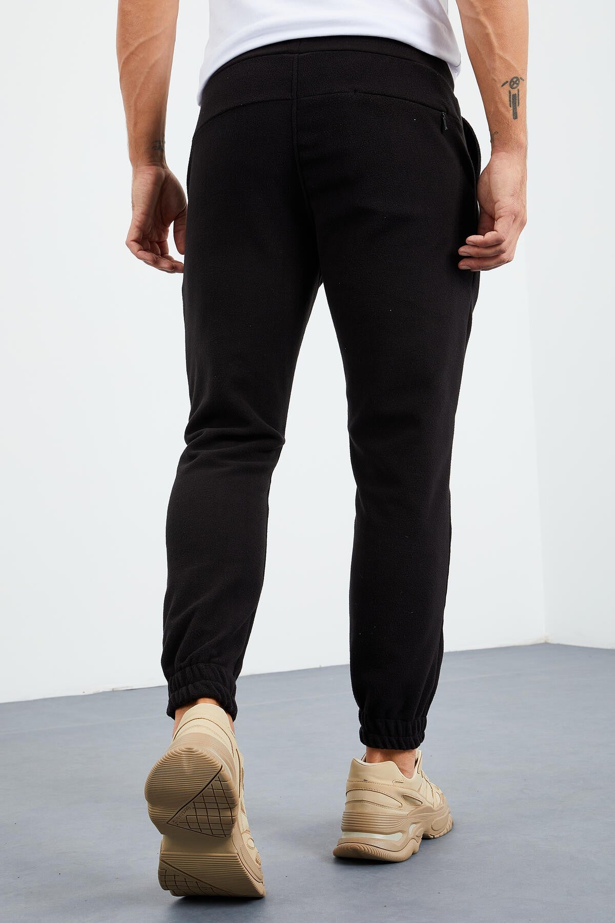 gizli fermuarli rahat form jogger polar erkek eşofman alt - 84866 - Justyol