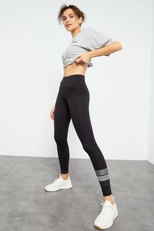 yüksek bel yazi baskili slim fit dar paça kadin tayt - 94544 - Justyol