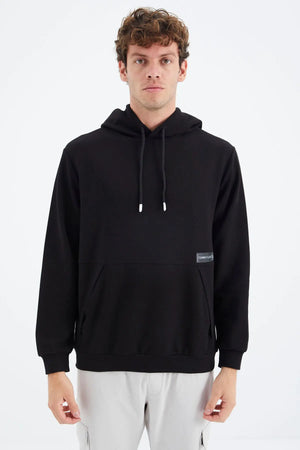 gri melanj kapüşonlu gizli cep detayli rahat kalip erkek sweatshirt - 88282 - Justyol