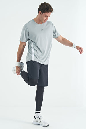 logo baskili yüksel bel slim fit aktif spor erkek tayt - 84989 - Justyol