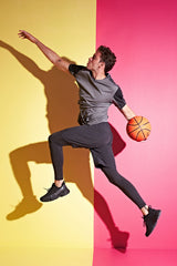logo baskili yüksel bel slim fit aktif spor erkek tayt - 84989 - Justyol