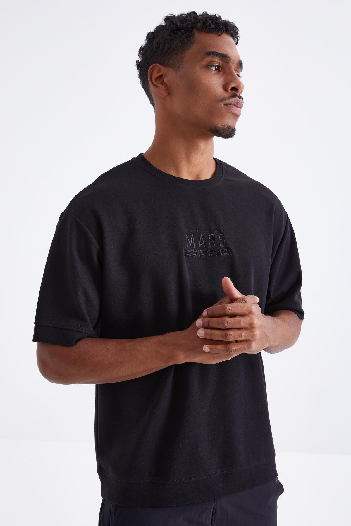 mars yazi nakişli o yaka erkek oversize t-shirt - 88104
