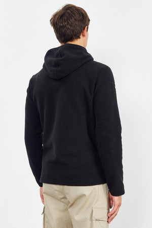 nakişli yarim fermuar kapüşonlu standart kalip erkek polar sweatshirt - 87996 - Justyol