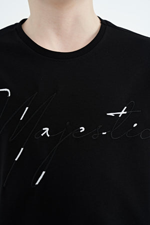 ön yazi nakişli o yaka oversize erkek çocuk t-shirt - 11147 - Justyol