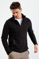 yazi nakişli dik yaka fermuarli standart kalip erkek sweatshirt polar - 87992 - Justyol