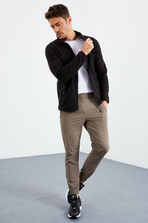 yazi nakişli dik yaka fermuarli standart kalip erkek sweatshirt polar - 87992 - Justyol
