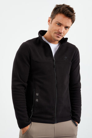 yazi nakişli dik yaka fermuarli standart kalip erkek sweatshirt polar - 87992 - Justyol