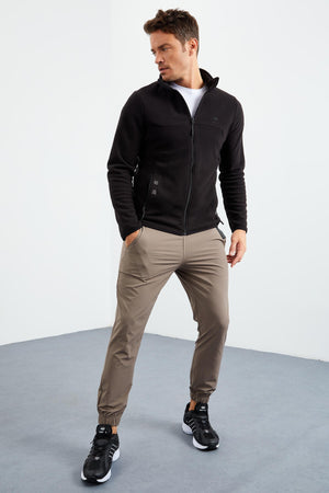 yazi nakişli dik yaka fermuarli standart kalip erkek sweatshirt polar - 87992 - Justyol